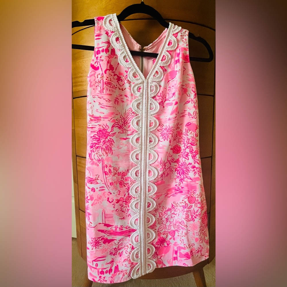 Lilly Pulitzer Ronnie V-Neck Romper Peony Pink Seaside Scene  - SZ 00 - Picture 4 of 6